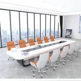 烤漆会议桌简约现代洽谈桌研判桌无纸化条形办公桌会议室桌椅组合