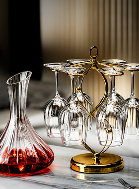 轻奢高档红酒杯套装家用高颜值醒酒器创意水晶玻璃高脚杯葡萄酒杯