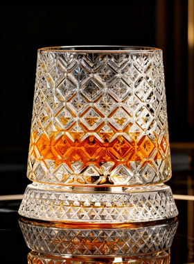 网红高级感旋转威士忌酒杯洋酒杯轻奢高档家用玻璃杯子麦卡伦同款