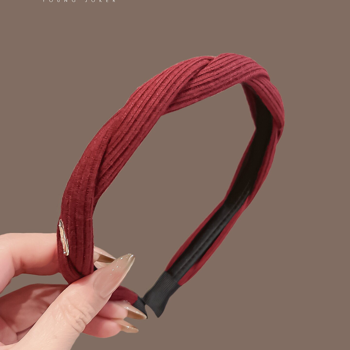 显白气质简约红色针织发箍女细边头箍发饰百搭高颅顶神器压发卡