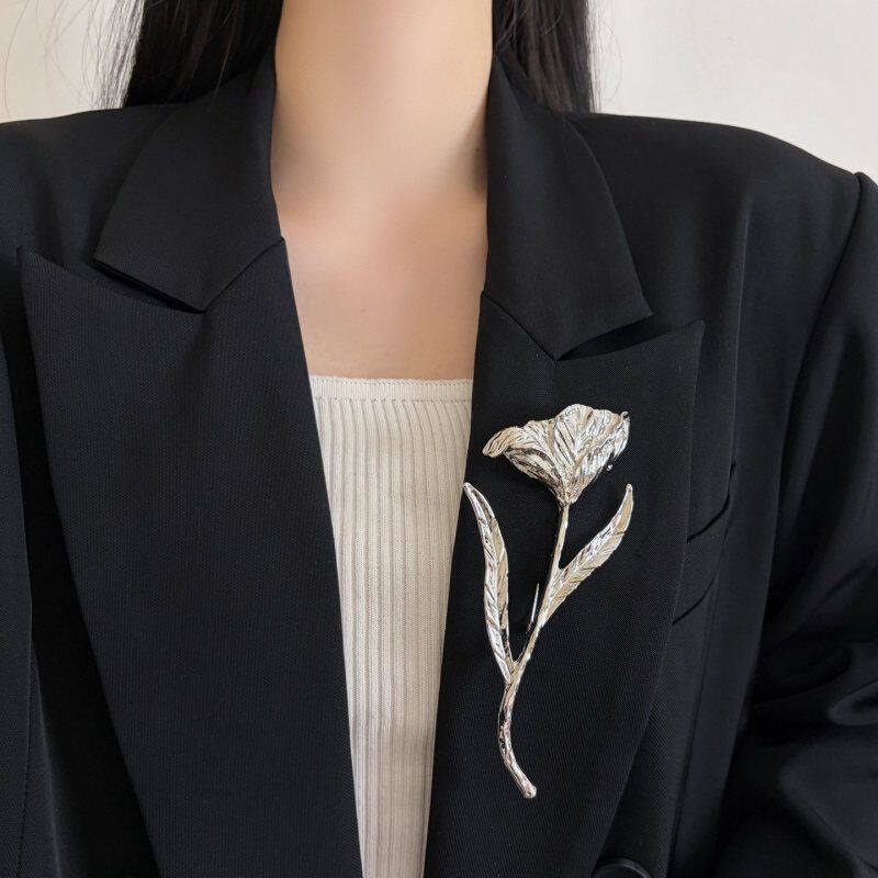 工厂直供夸张超大玫瑰花金属胸针女款复古宫廷风精致西装胸花别针