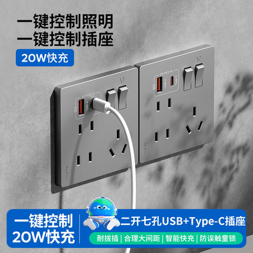 国际电工20W快充USB充电插座