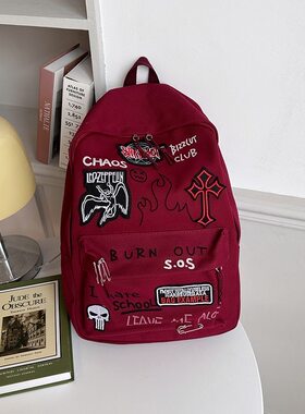 混的人书包森系时光美式hiphop书包新款外出休闲包学生上课通勤百
