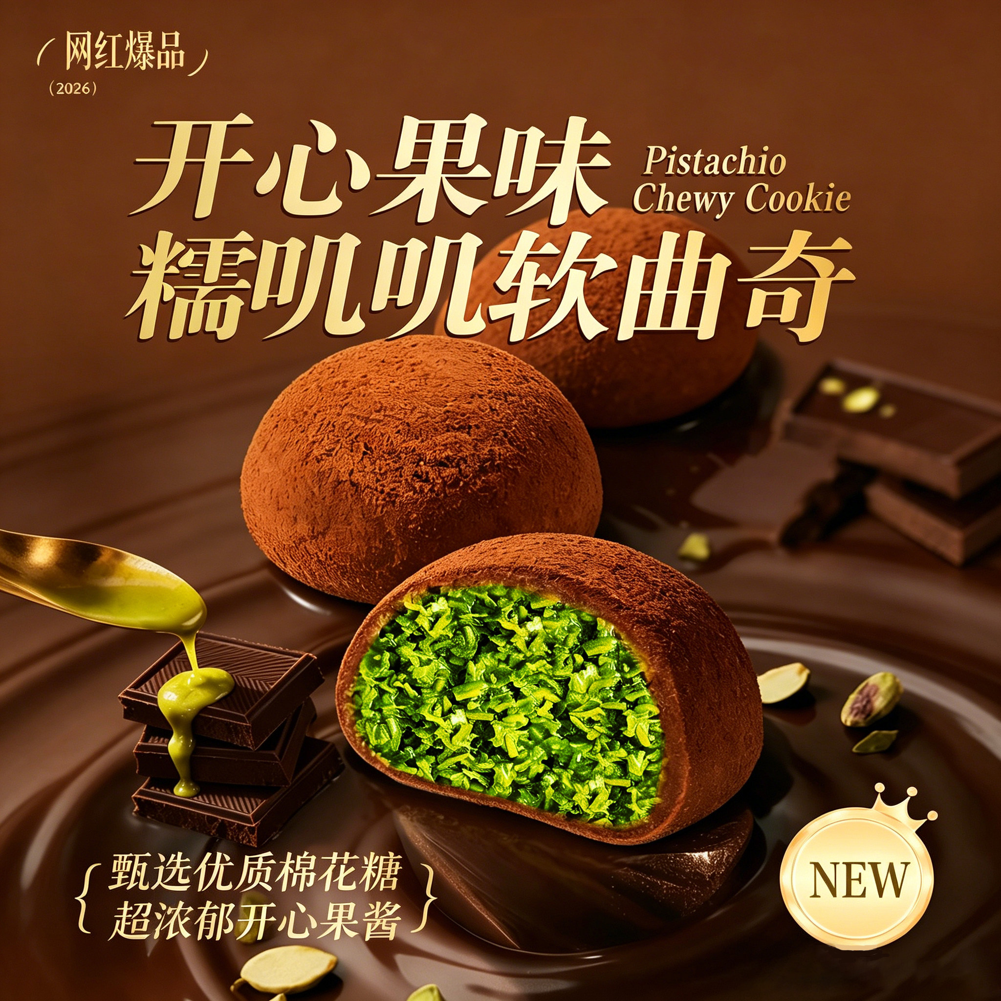 均衡大师巧克力软曲奇迪拜开心果味拉丝糕点心下午茶甜点抹茶零食