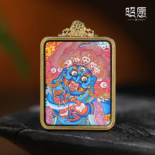 【嘉一昭愿】大黑天唐卡吊坠纯手绘（多样性发货）