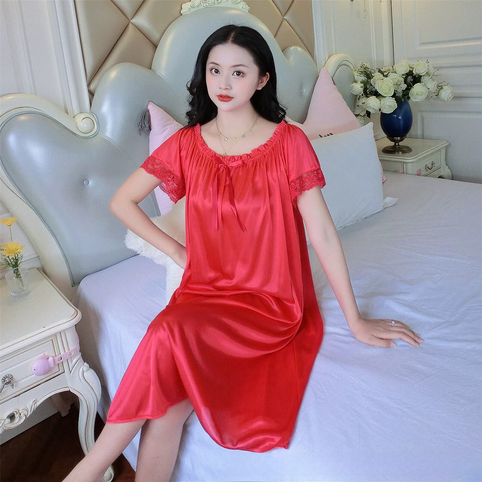 冰丝睡裙女夏款加肥加大码胖MM斤