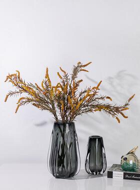 现代无障碍豪华封闭玻璃花瓶装饰品插花客厅入口咖啡桌高端灰水插