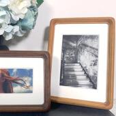 10寸留存洗照片做成画框装 实木榫卯圆角相框摆台7 裱原木定制