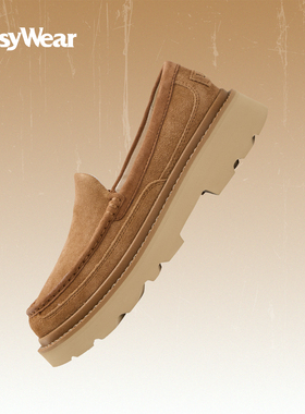 UGG Ascot秋冬男款牛剖层革保暖羊毛一脚蹬乐福鞋1174471-CHE