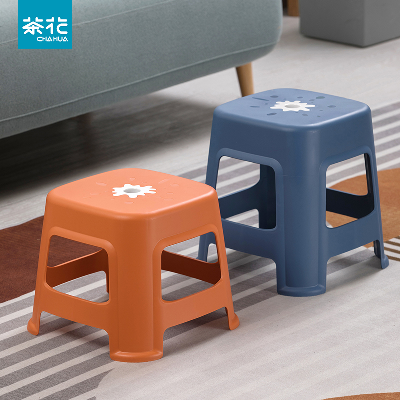茶花凳子家用塑料凳家用加厚承重强可叠放特厚小板凳换鞋凳矮凳子