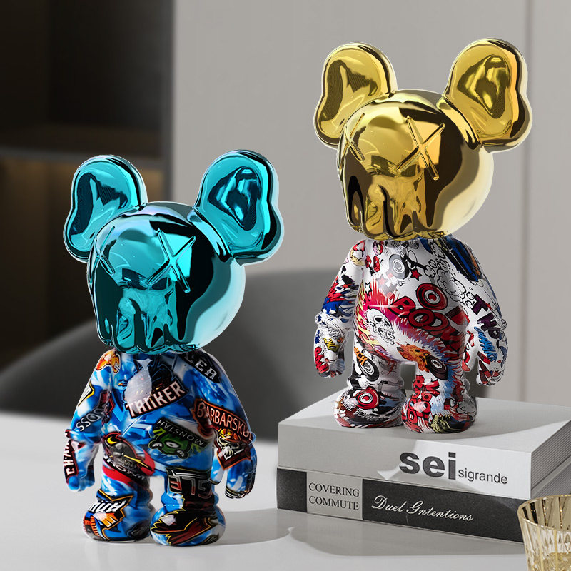 网红高端kaws时尚桌面摆件小兔子环保树脂酒柜卧室办公室时尚装饰