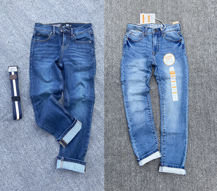 外贸出口剩余原单小中大男儿童装青少年潮款百搭简约牛仔裤长裤