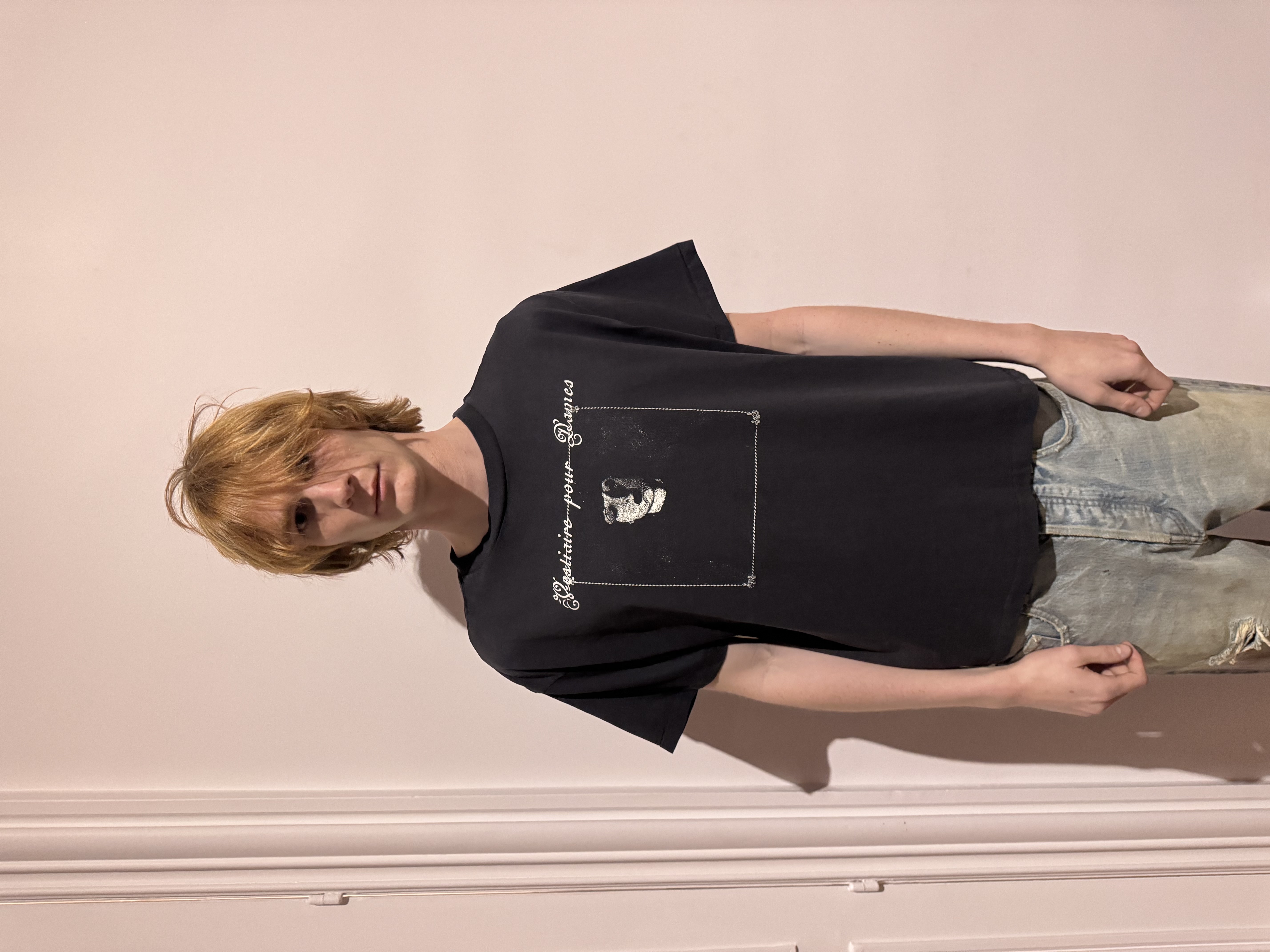 thumbnail for Erd25Fw Melancholic Rich Second-Generation Heir&#039;s Dressing Room Vestiaire Pour Dames Washed Round Neck Short Sleeves