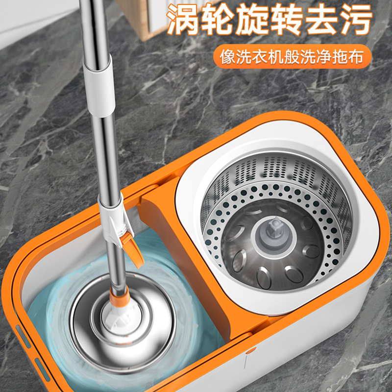 旋转拖把桶免手洗懒人家用拖地板不锈钢干湿两用替换布一拖净墩布