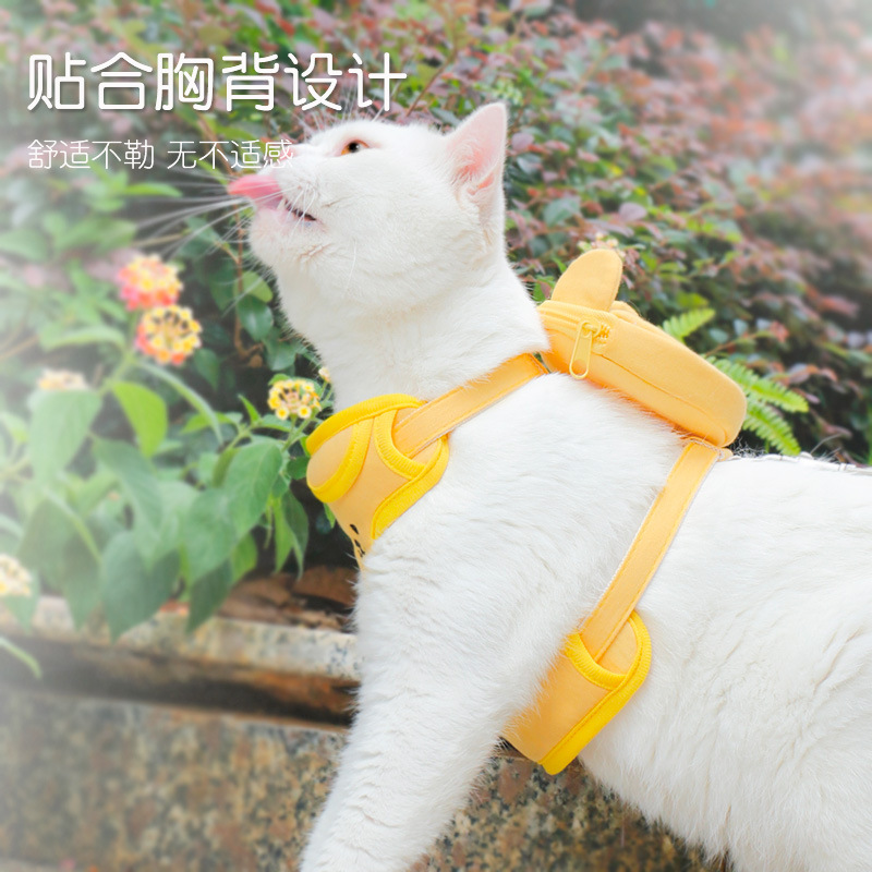 新品狗狗牵引绳小型犬防挣脱遛猫绳狗狗自背包泰迪比熊猫猫胸背带