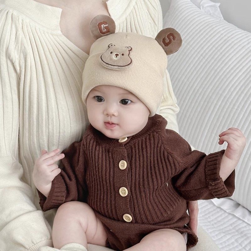 婴儿帽子秋冬季宝宝毛线帽冬季婴幼儿0到3个月男宝女宝冬天针织帽