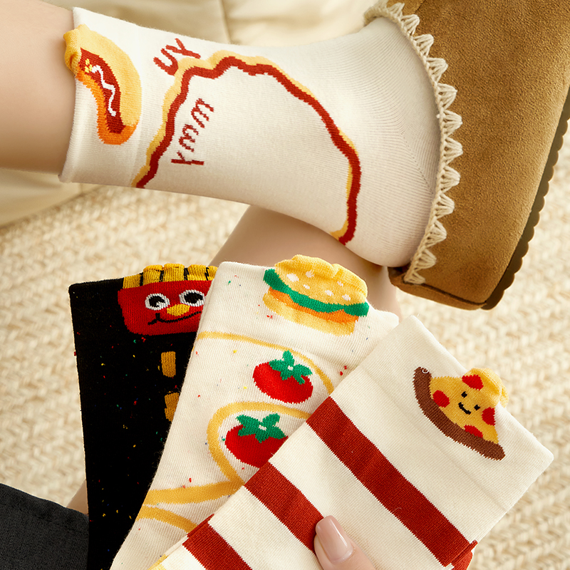 搞怪可爱袜子女秋无骨中筒袜棉袜