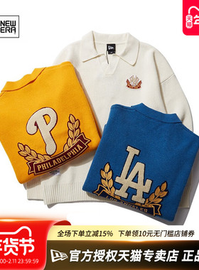 NewEra纽亦华MLB秋冬男女学院风翻领休闲套头毛衣针织衫13350836