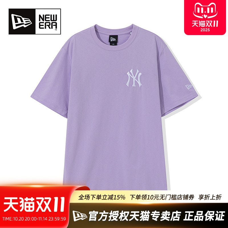 NewEra透气休闲刺绣MLB情侣短袖T
