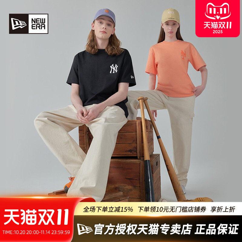 NEWERA男女夏上衣潮印花短袖t恤