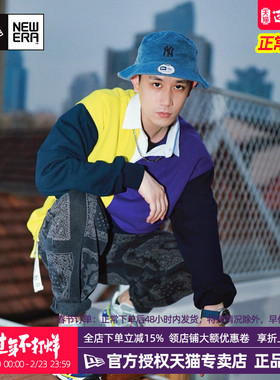 New Era纽亦华MLB男女款情侣灯芯绒宽檐遮阳休闲NY潮渔夫帽盆帽