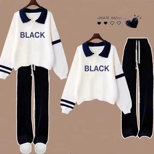 中大童2024秋冬新款学生初中生宽松休闲少女纯棉加绒卫衣女童套装