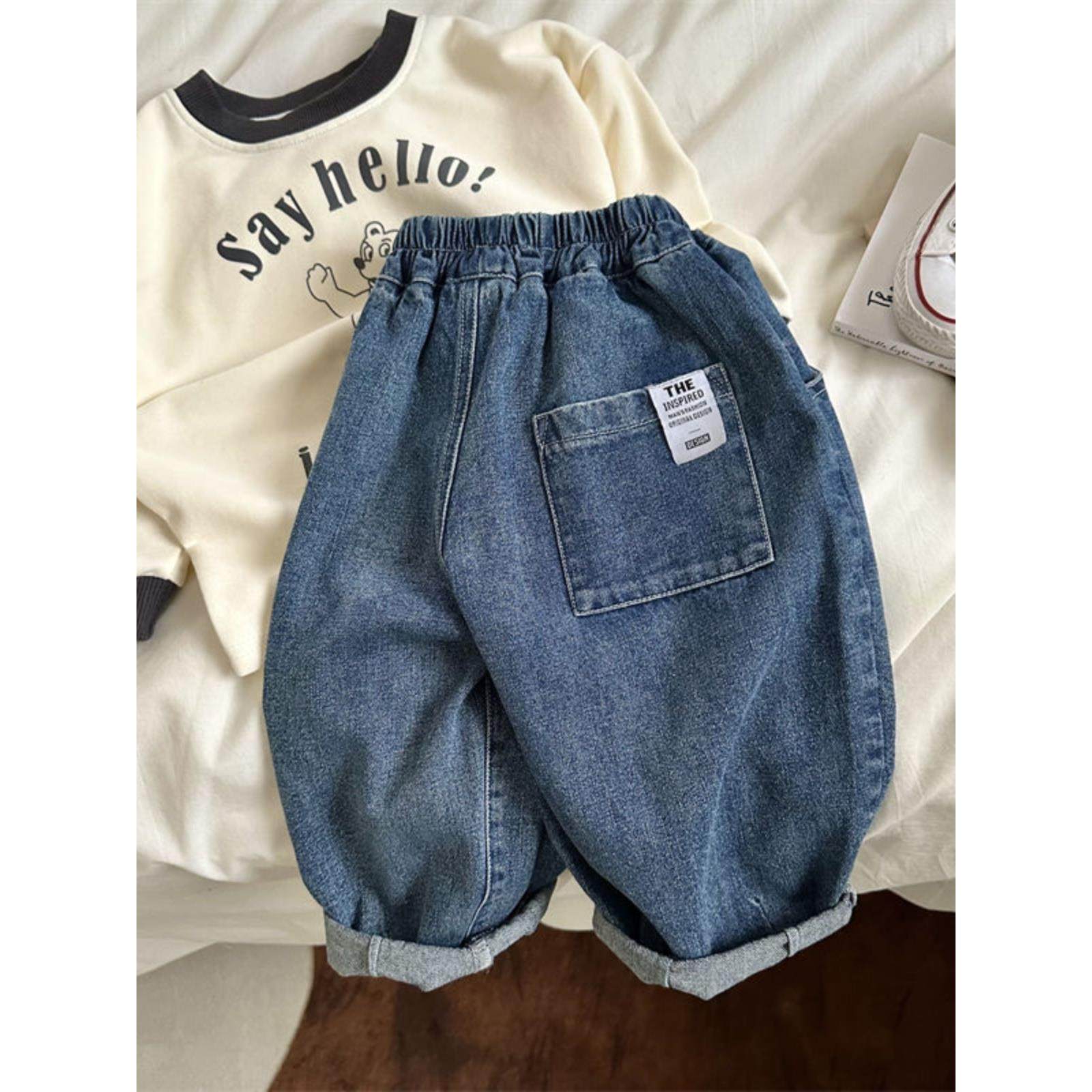 百搭儿童牛仔裤2025春秋新款男女童纯色阔腿裤宝宝百搭萝卜哈伦裤,童装/婴儿装/亲子装,裤子,淘宝优惠券,粉丝福利购,淘宝优惠卷