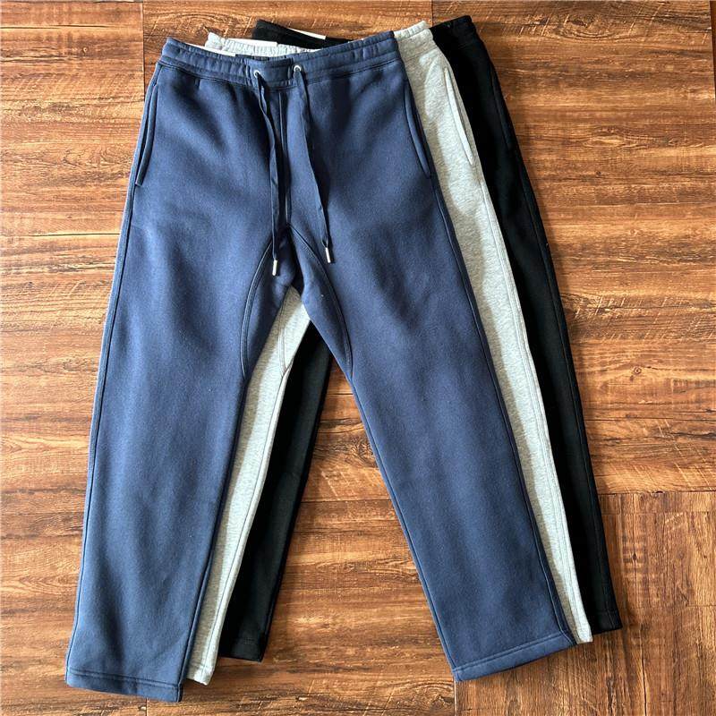 日单直筒裤修身拉绒休闲裤春装男女款保暖卫裤纯色日系直口长裤潮