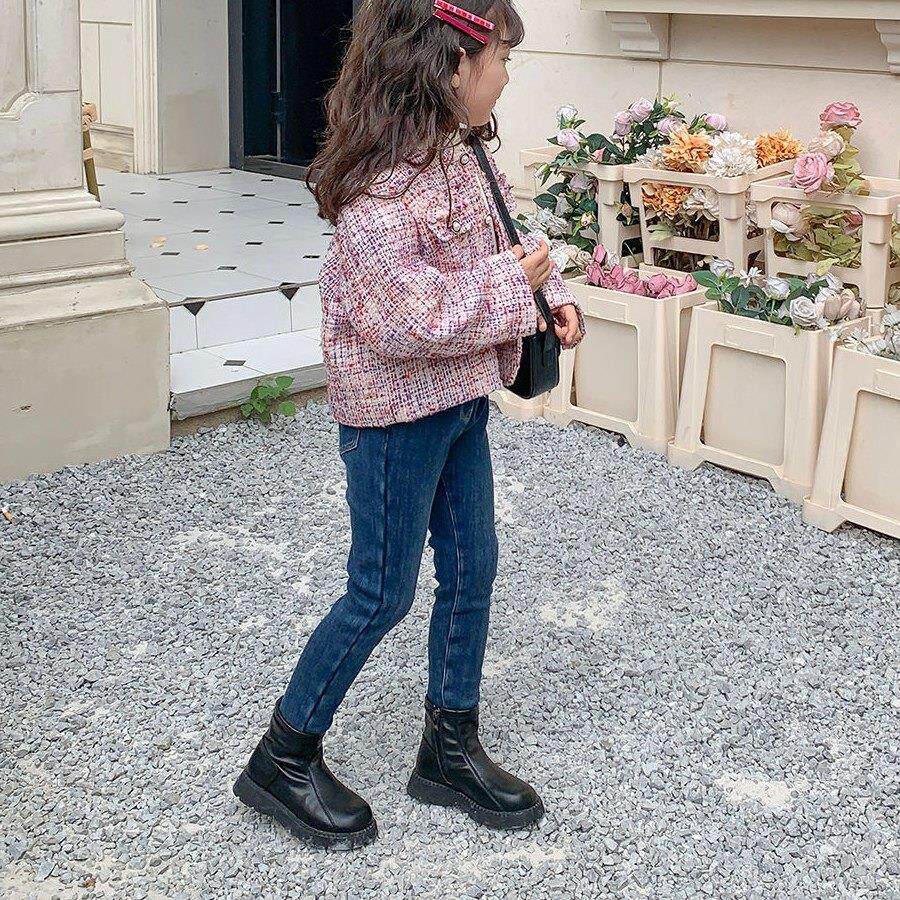 女童加绒牛仔裤2025秋冬新款加厚一体绒儿童修身小脚裤宝宝铅笔裤