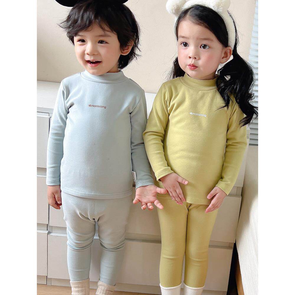 宝宝秋衣套装纯棉中领儿童内衣半高领打底衫秋冬男童女童保暖内搭