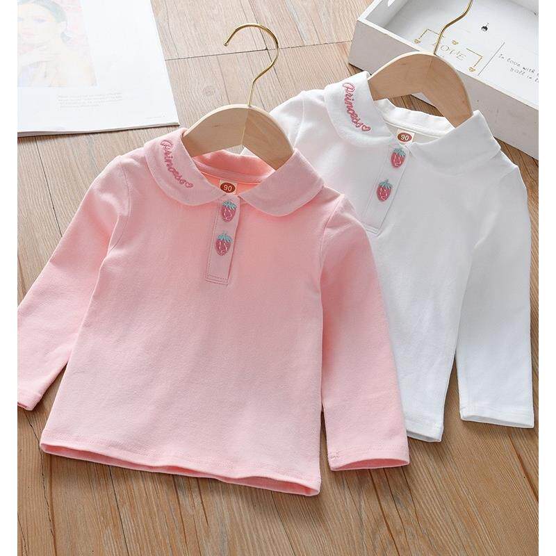 女童翻领t恤打底衫纯棉春秋长袖外穿洋气宝宝上衣儿童女新款秋衣