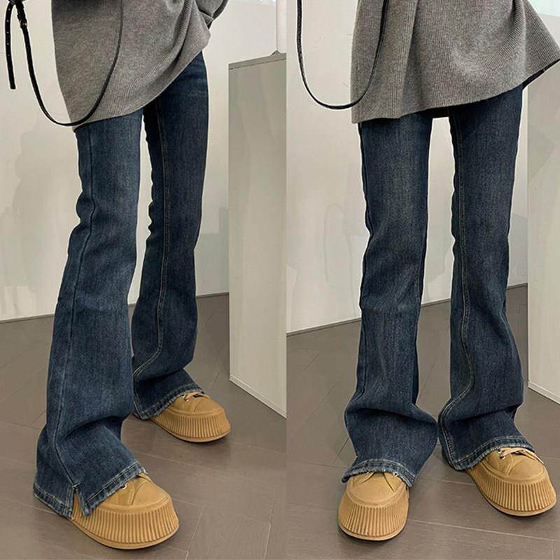 女童弹力高腰微喇牛仔裤2025中大童春秋休闲 百搭显瘦开 叉马蹄裤