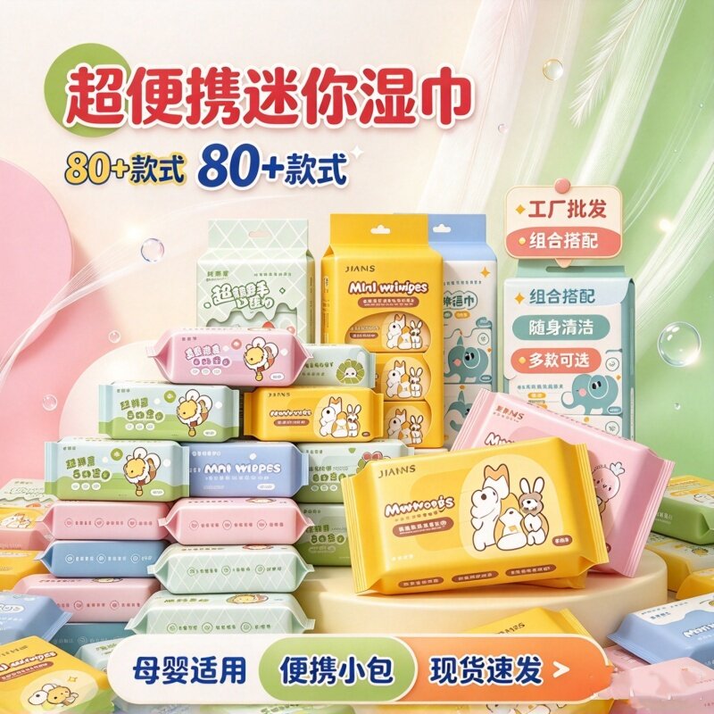 迷你湿巾小包婴儿湿纸巾儿童手口清洁加厚迷你学生湿巾纸便携小包