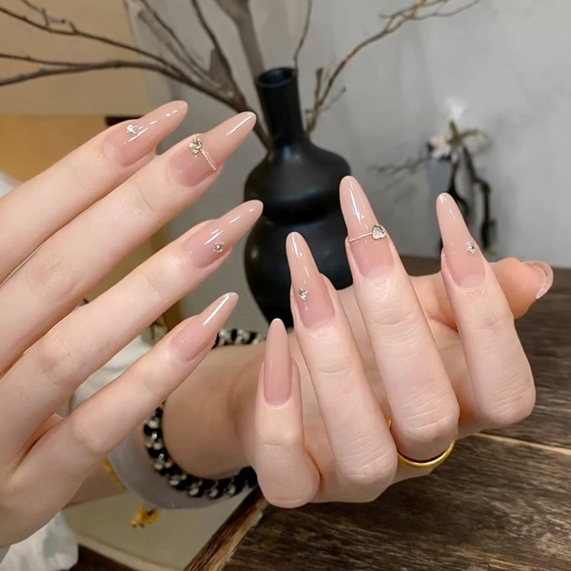 中长裸色带钻纯手工穿戴甲贴片券后29.9元