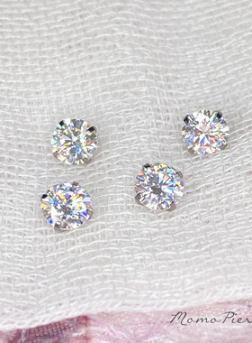 沫沫穿刺 巨闪5mm莫桑钻耳钉F136钛合金耳骨钉爆闪耳蜗钉养耳防敏