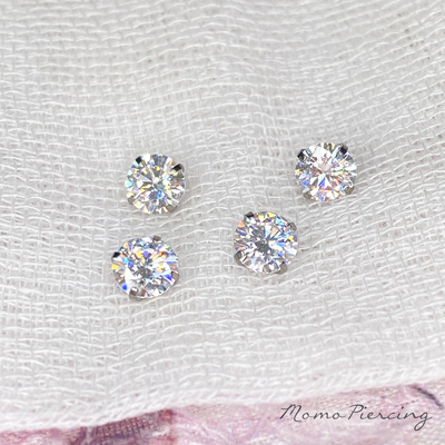 沫沫穿刺 巨闪5mm莫桑钻耳钉F136钛合金耳骨钉爆闪耳蜗钉养耳防敏