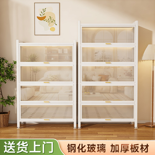钢制书柜带门儿童书架家用客厅模型展示柜铁艺置物架防尘收纳柜