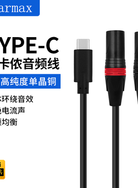 TYPEC转双XLR卡侬头公头手机转调音台音响功放数字解码DAC转2XLR