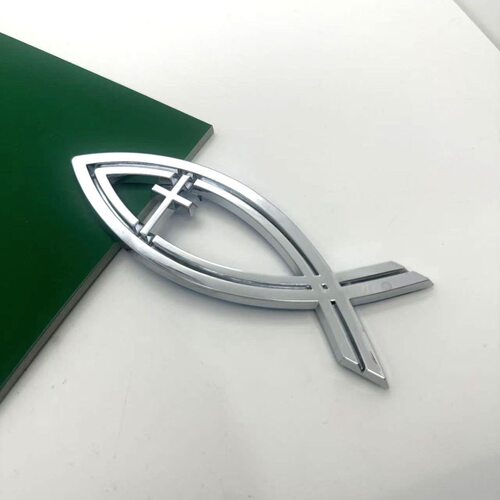 跨境贸易热卖十字鱼车标汽车电动车改装装饰鱼形尾标