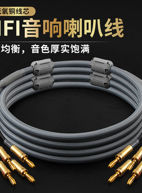 hifi音响喇叭线发烧级专业5N无氧铜香蕉头Y插针插功放音箱连接线