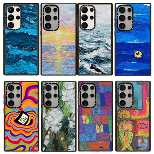 蓝色海浪手机壳磁吸magsafe亚克力防摔保护套适用于三星Galaxy S25ultra/S25/S24/S23ultra个性创意高级