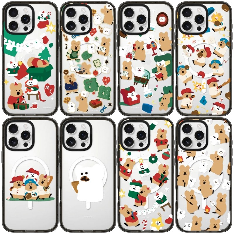 圣诞柿子熊iphone17promax手机壳防摔磁吸亚克力magsafe镜面保护套适用于苹果16pro/15/14可爱创意个性高级