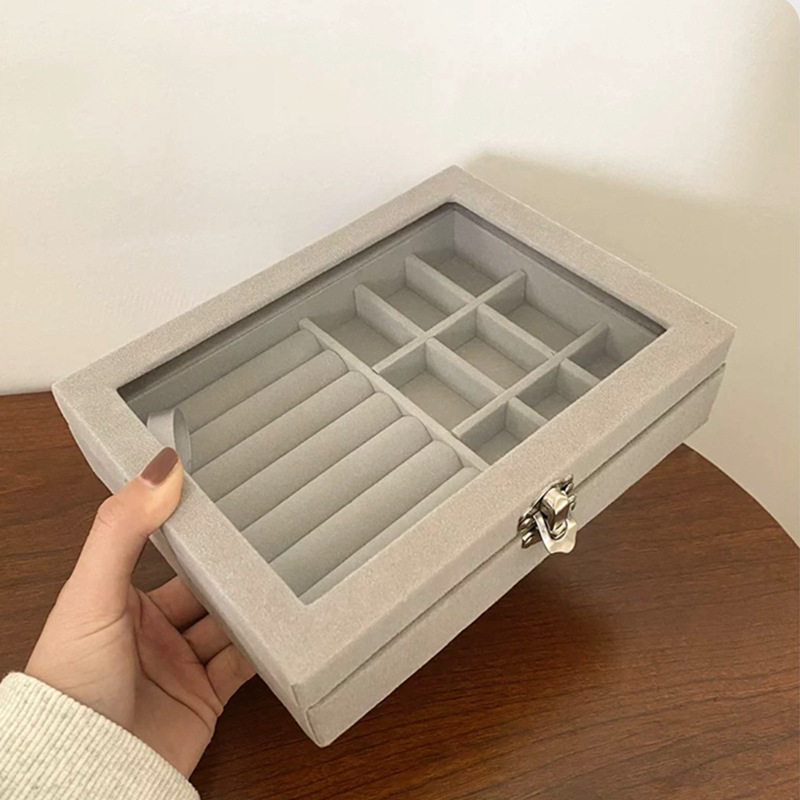 精致首饰盒饰品防尘耳饰耳环耳钉项链戒指手表丝绒盒子收纳盒新款