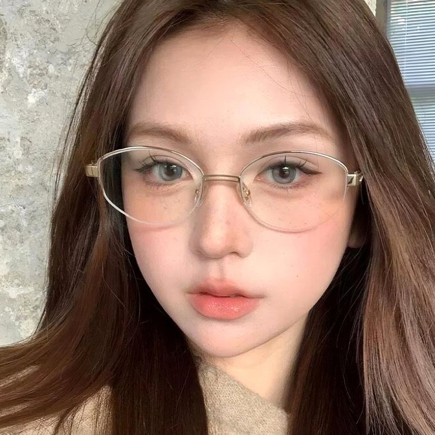 老钱风半框近视眼镜温柔风素颜金丝平光镜高智感金属眼镜女款ins
