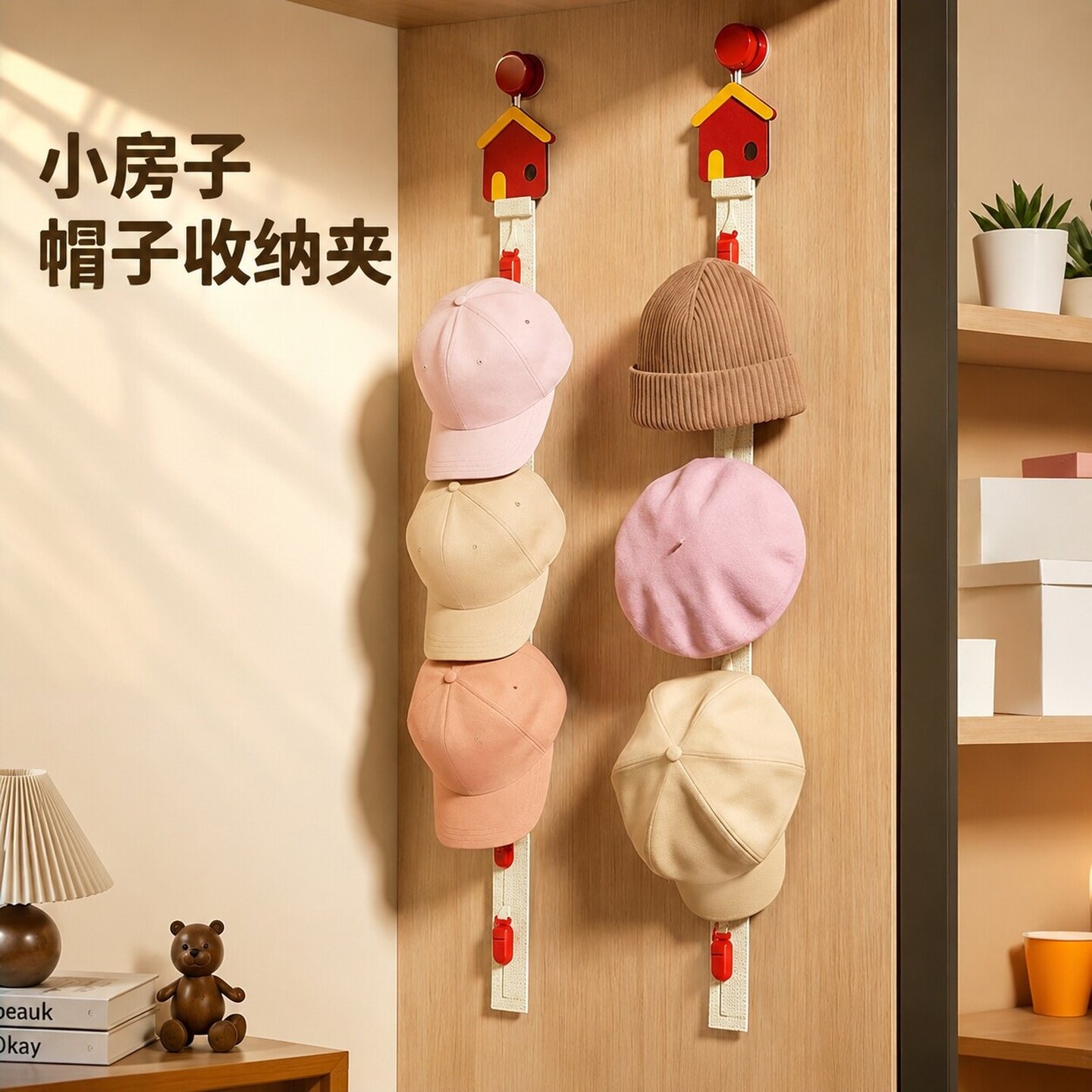 帽子收纳架墙上棒球鸭舌帽夹宿舍衣柜挂帽子展示神器围巾包包挂钩