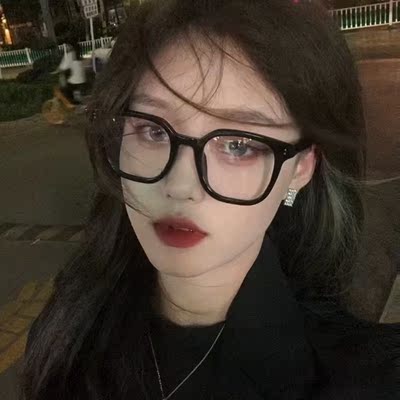 黑框眼镜女近视平光新款百搭高级感素颜神器方圆脸大框显脸小镜框