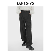 高腰休闲OL设计长裤 女 宽松休闲西装 裤 超划算 LAMBOYO秋季