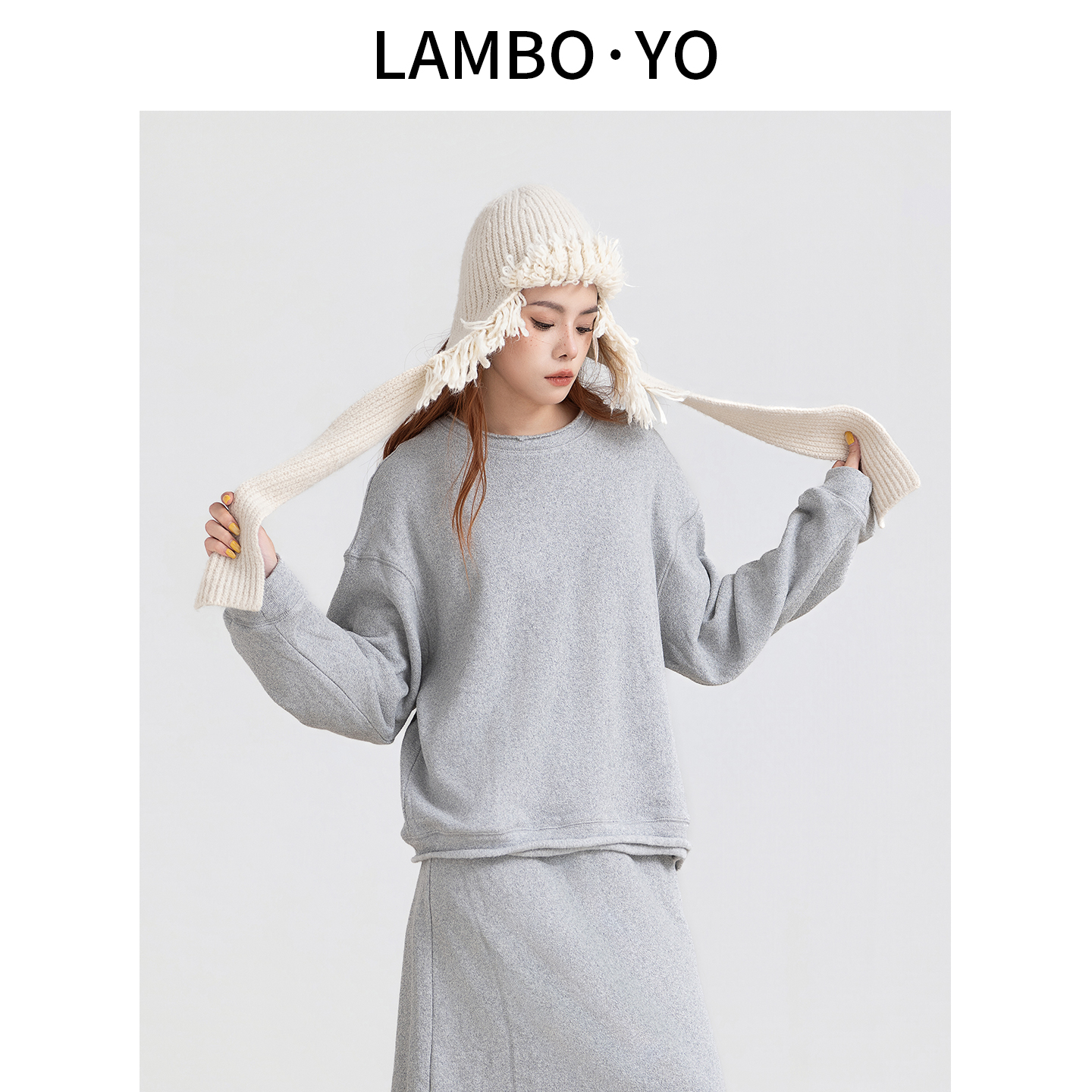 LAMBOYO随性卷边宽松卫衣