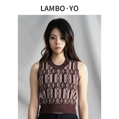 显瘦潮酷LAMBOYO复古图案背心