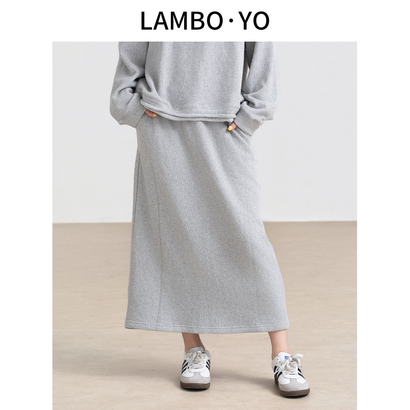 LAMBOYO直筒加绒廓形卫裙